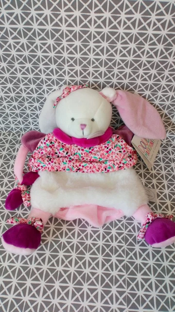 Doudou marionnette lapin Cerise blanc rose Doudou et Compagnie neuf