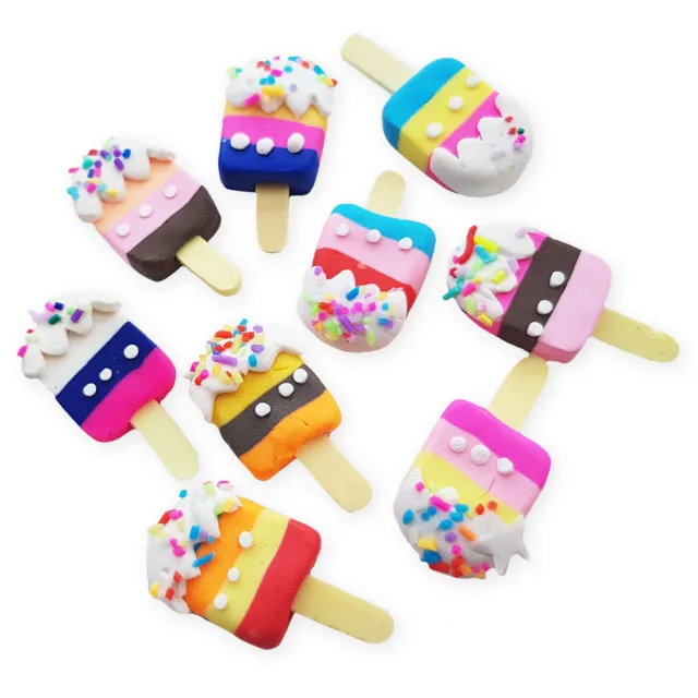 5pcs Clay Ice Cream Lolly Cabochon Embellishments Decoden Phone Craft Kawaii