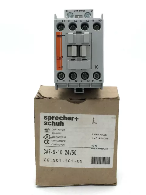 Sprecher + Schuh CA7-9-10 Contactor 3P 24V AC Coil 50/60Hz CA7-9-10-24Z