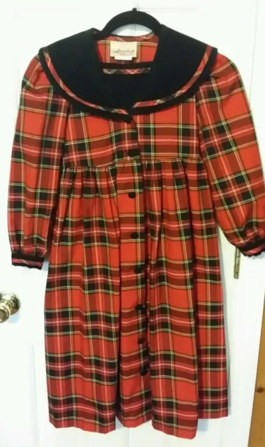 Storybook Heirlooms Black/Red Check Vintage Girls size 7 Dress USA made