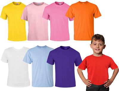 T-Shirt Girocollo Casual Bambini 100% Cotone Bambini Abbigliamento Xxs-2Xl 9 Colori