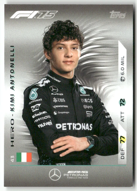 TOPPS F1 TURBO Attax 2025 Formule 1 No. 43 Kimi Antonelli Héros EUR 1