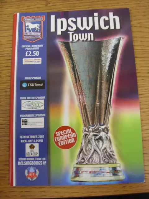 18/10/2001 Ipswich Town v Helsingborgs [UEFA Cup] . Item in very good condition,