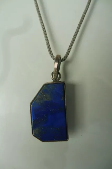 Silberkette mit Lapislazuli - Anhänger , schöne , alte kette , 835 Silber