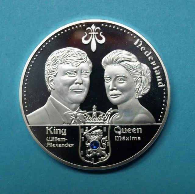 Niederlande 2013 Medaille Willem-Alexander & Maxima, Swarovski PP (MZ728