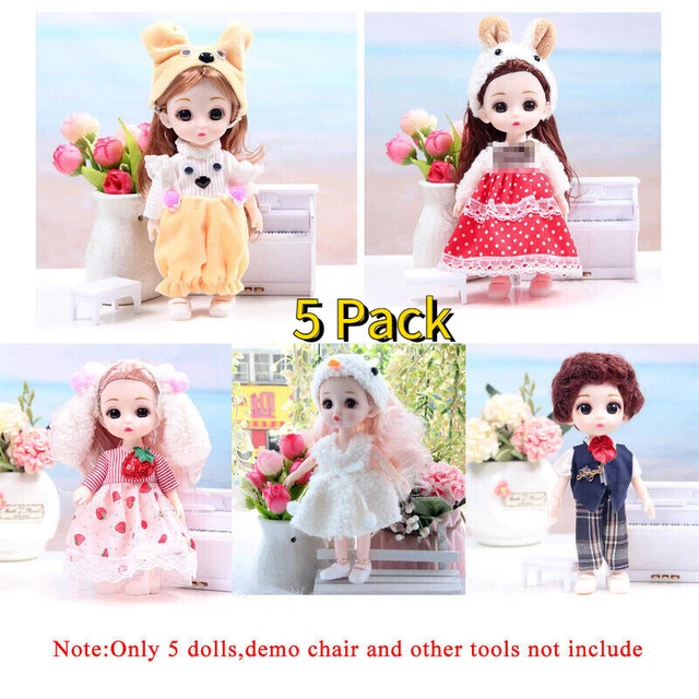 5 Pack Multi Joint Doll Movable Jointed Princess 6.29'' Dolls Toy Set Girls Doll