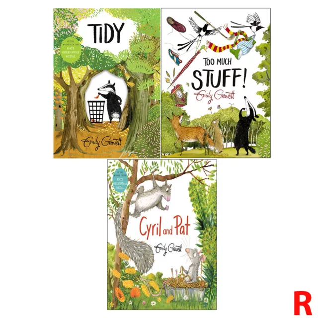 Emily Gravett 3 Books Collection Set (Tidy,Too Much Stuff,Cyril and Pat) PB NEW