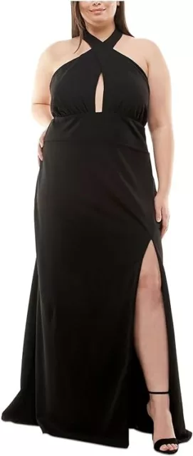 Speechless Womens Plus Keyhole Neckline Full Length Evening Dress Black 22W