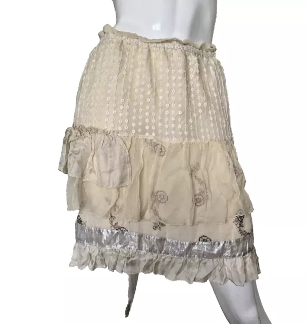 Vintage Y2K For Love And Liberty Silk MIni Skirt Ruffle Fairy Coquette Size S