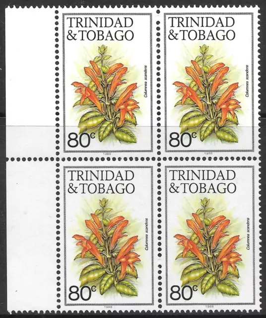 TRINIDAD & TOBAGO 1985 80c block of 4 wmk. crown to right of CA, UM. SG 694w.