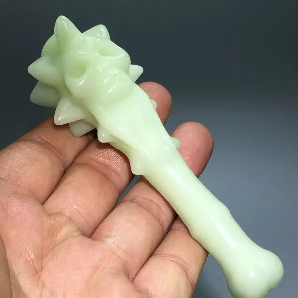 101g 4.4"Natural Crystal.glowing stone.Hand-carved.Exquisite skull magic stick34