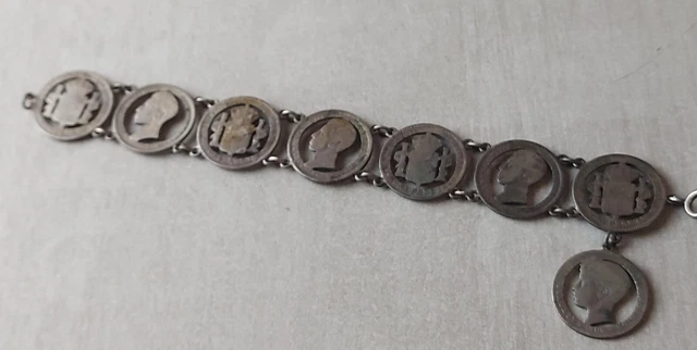 Bracelet Ancien Fait De Pièces De Monnaie Chiliennes - Réf. REF06809J - Occasion
