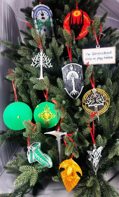 3D Lord of the Rings Inspired Holiday Christmas Ornaments Custom Homemade LOTR 3