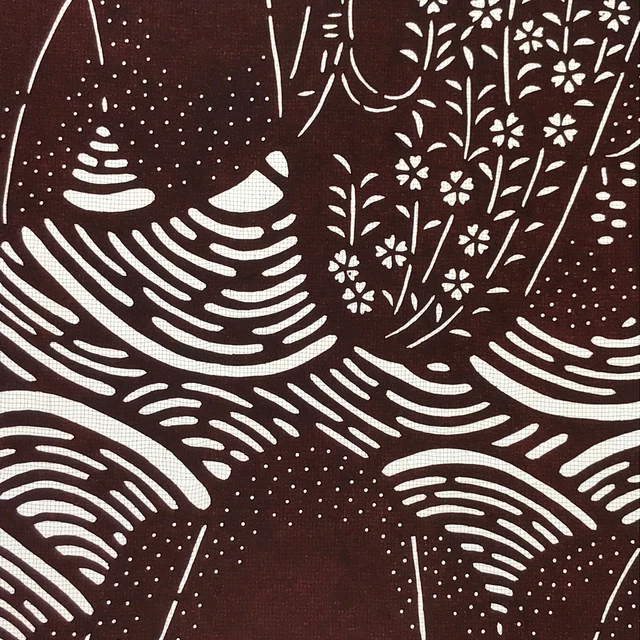 Antique Japanese Katagami Paper Kimono Stencil Mountain Forest Flowers A618