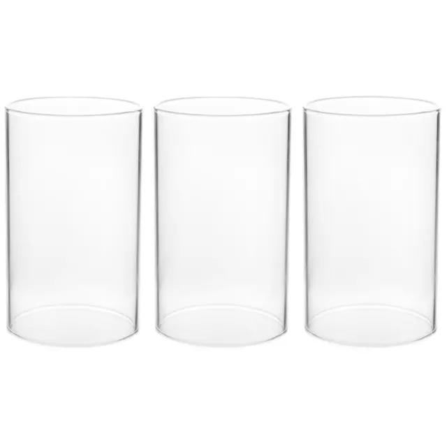 3 Pcs Clear Glass Candle Cover Household Holder Cylinder Vase Tube Lampshade