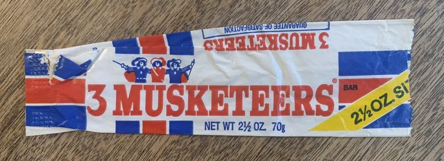 Vtg 70s 3 MUSKETEERS Chocolate Candy Bar WRAPPER Three 1976