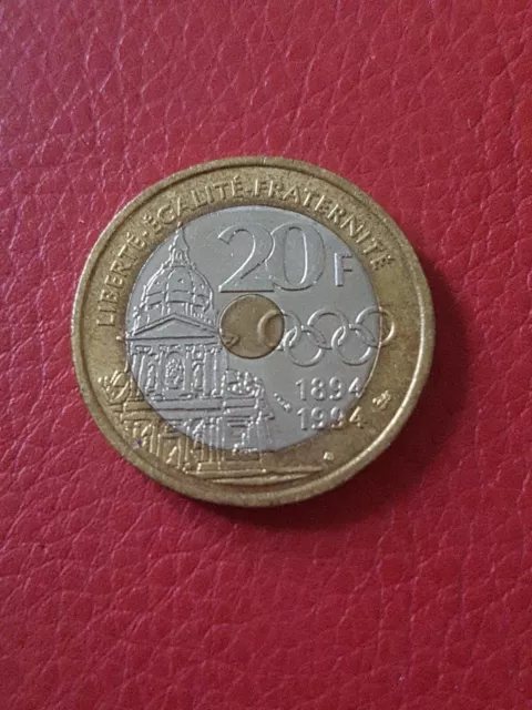 Pièce de monnaie 20 Francs Pierre De Coubertin 1994 République Française