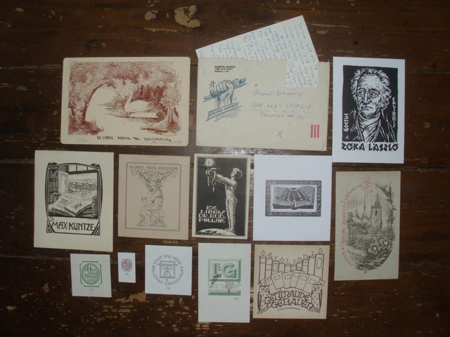 Exlibris Bookplate Konvolut europäischer Künstler  Nr. 6 - 12 Stück + Zugabe