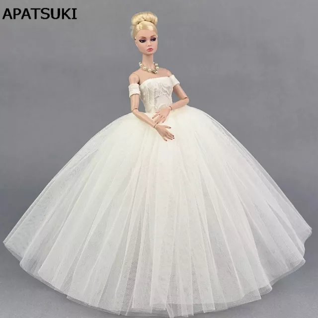 Pure White Wedding Dress for 11.5inch Doll Evening Party Clothes for 1/6 Dolls