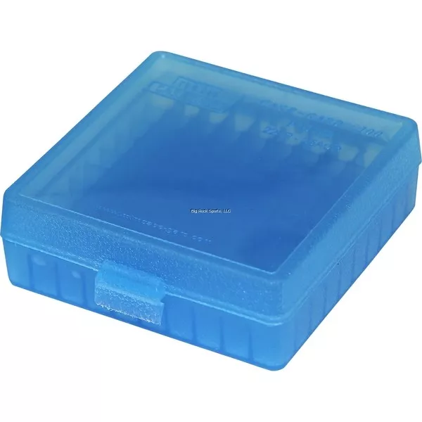 MTM Long Rifle 100 Round Flip Top .22 Ammo Box Case Guard Clear Blue P-100-22-24