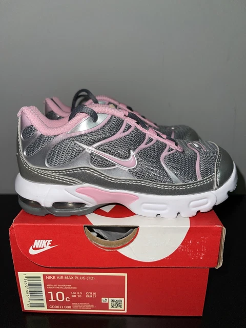 NIKE AIR MAX Plus TN neonato (TD) argento metallizzato/rosa UK 9,5 US 10C  EUR 27 EUR 58,41 - PicClick IT