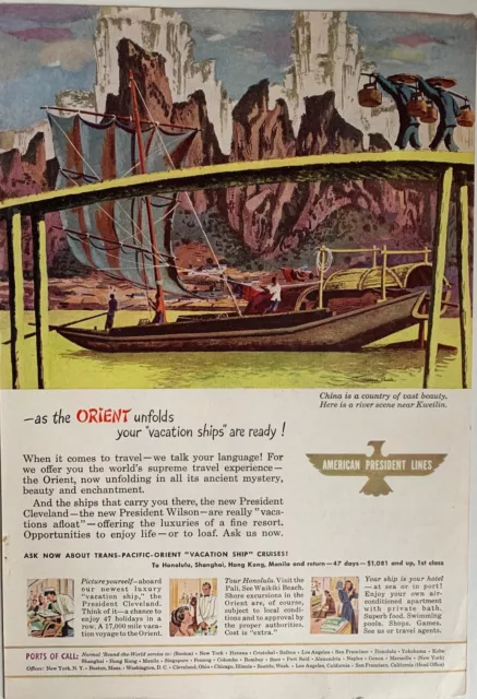 Vintage 1940s American President Lines Travel Ad