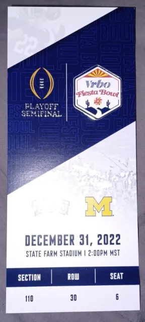 2022 Fiesta Bowl Michigan Wolverines vs TCU Football Commerative Ticket Stub