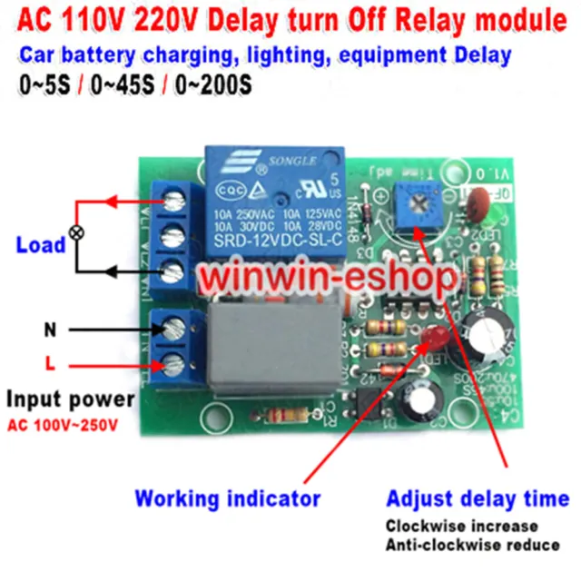 AC 110V 220V Adjustable Time Delay Timing Timer Turn ON/OFF Relay Switch Module