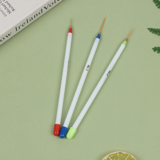 Juego de 3 piezas de lápiz de dibujo de línea ultrafina cepillo de arte en uñas herramienta de manicura suave Hb