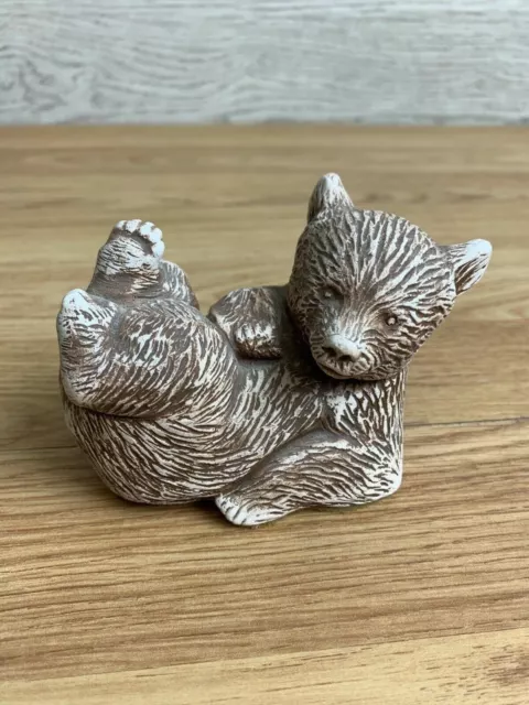 Ceramic Bear Cub Ornament Brown And White