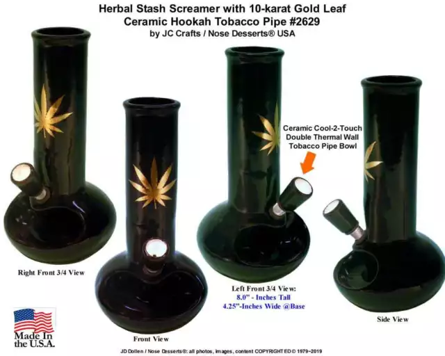 Happy Flower Hookah Water Pipe Bud Vase Hookah Tobacco Bong Black Ceramic Glass