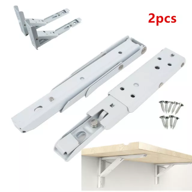 2X Folding Heavy Duty Shelf Bracket Triangle Bench Mounted Table Wall Hinges UK