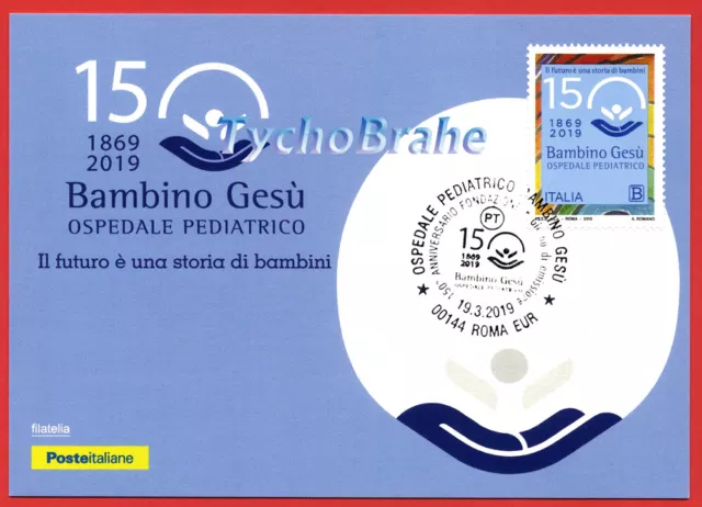 CARTOLINA FDC OSPEDALE BAMBINO GESÙ 2019 ITALIA JOINT Vaticano First Day Cover