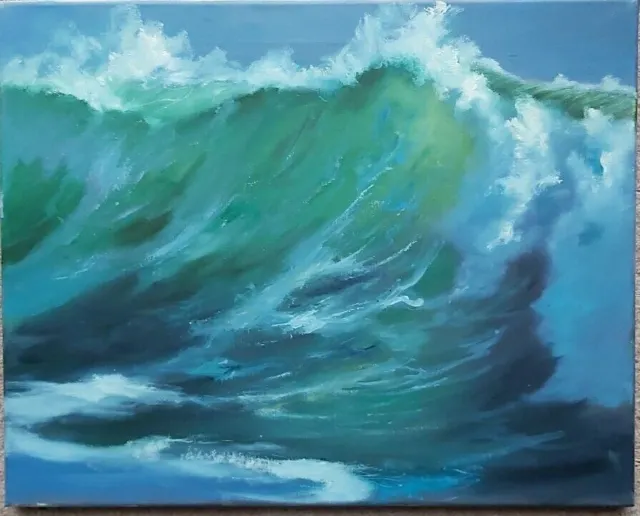 Original Painting Seascape 'The Giant' Wave Surfing Manuel Figueiredo Ross
