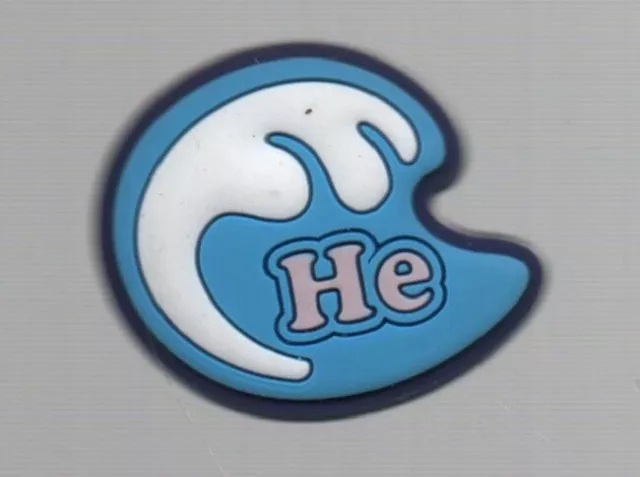 Blue Wave Quote "He" Surfing Croc Shoe Button Charm - 1" x 1 1/2" - Rubber.