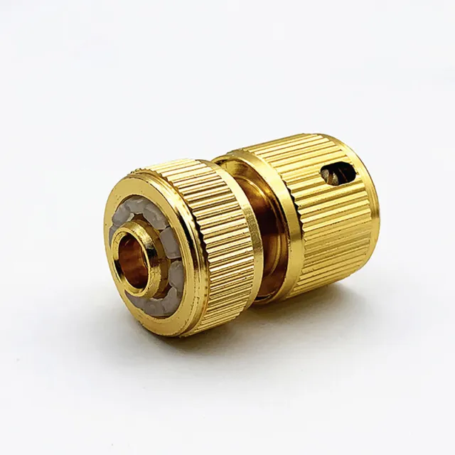 Brass 1/2" Garden Hose Quick Connector 16mm Hose Waterstop Connector Copper