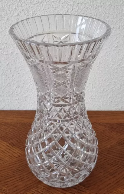 Schöne große Art Deco Kristall Vase mit tollem Schiff - Kristallglas um 1930