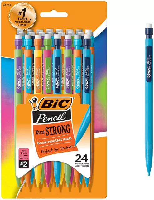 Xtra-Strong Mechanical Pencil, Colorful Barrel, Thick Point (0.9mm), 24-Count