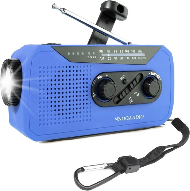Portable Radio Solar Crank/Wind up AM/FM 2000mAh Power Bank Flashlight SOS Alarm