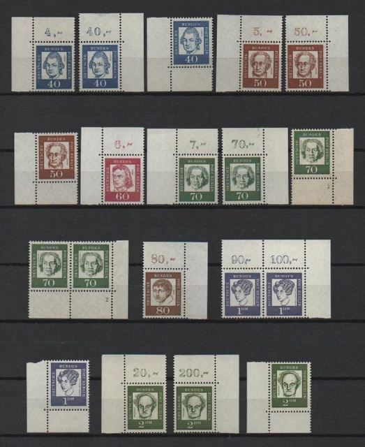 Berlin 199 - 213 Bed. Deutsche Eckrand ** verschiedene Ecken 1 - 4