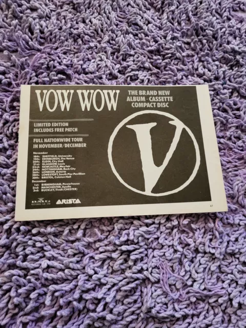 Tpgm58 Advert 5X8 Vow Wow : New Album & Nov/Dec Nationwide Tour Dates