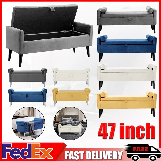 Storage Ottoman Bench 47 Inch Sofa End Bed Tool Footrest For Bedroom Living Room