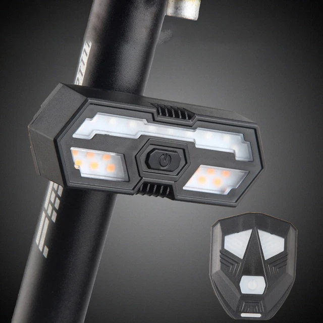Luz trasera duradera para bicicleta con señal de giro remoto indicador LED impermeable