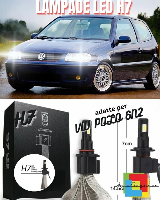 Kit 2 Ampoules LED H7 6000K Blanc Clair - 8000lm, 12V, Pour VW Touran Scirocco