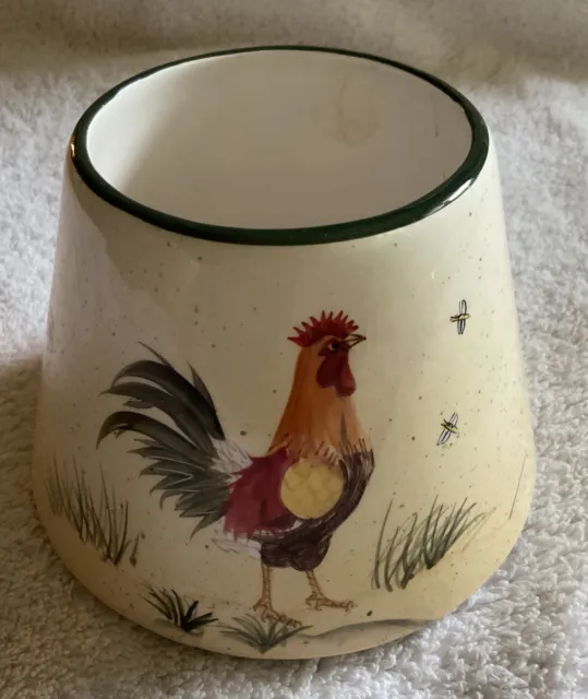 Home Interiors Ceramic Farmhouse Rooster Candle Jar Shade Lid Topper