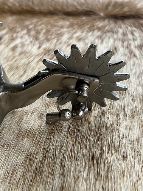 Adult Size Chrome Plated Spurs with Jingle Bobs On Rowels PAIR 3