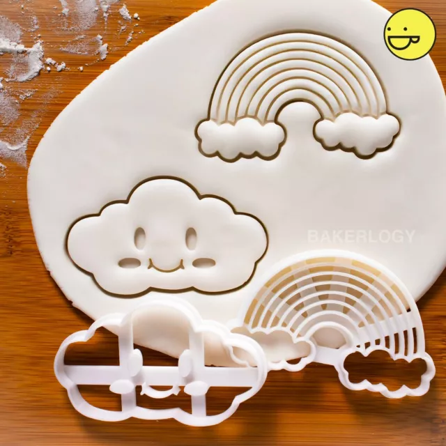 Set De 2 : Souriant Cloud + Arc-en-Ciel Cookie Emporte Pièce Bébé Mignon Douche