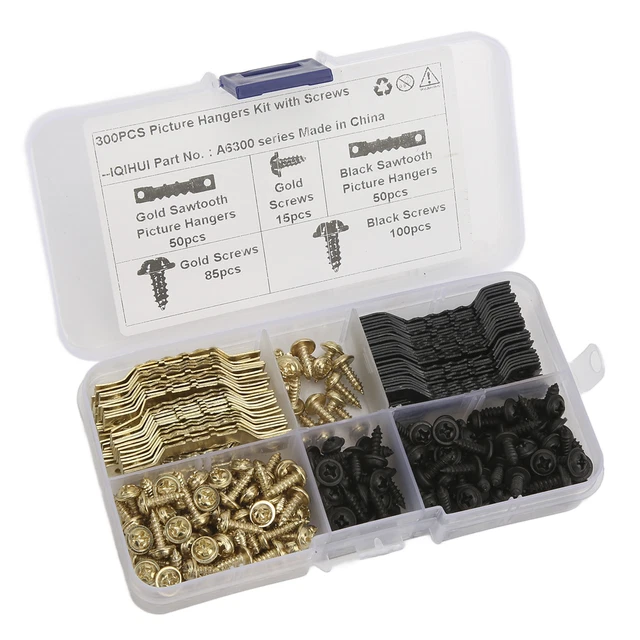 Hot 100pcs 4mm Double Hole Sawtooth Picture Hangers With 240pcs Screws Kit For H