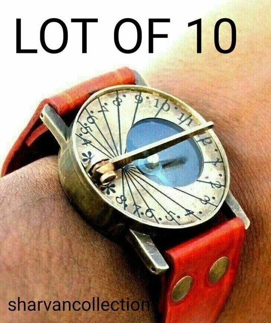 Viele 10 Stück Steampunk Antik Stil Messing Sonnenuhr Armbanduhr Kompass...