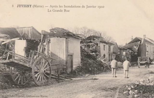 CPA 51 JUVIGNY (Marne) Après les Inondations de Janvier 1910 La Grande Rue